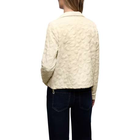 Gilet beige uni pourvu d'un col montant et de manches longues - Image 4