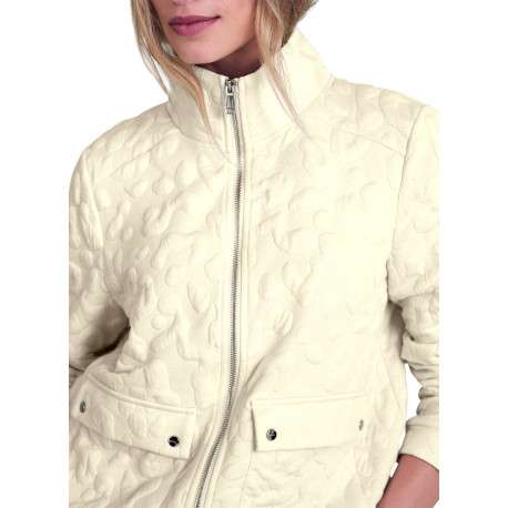 Gilet beige uni pourvu d'un col montant et de manches longues - Image 6