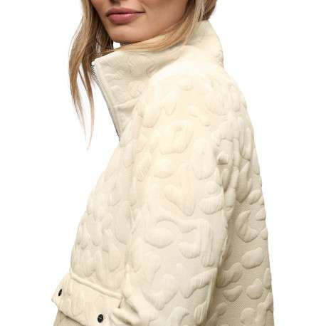 Gilet beige uni pourvu d'un col montant et de manches longues - Image 7