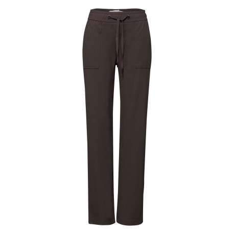 Pantalon chino marron uni pourvu d'une coupe bootcut et de multiples poches