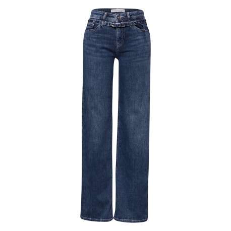 Jean en coton mélangé stone pourvu d'une coupe bootcut et d'une taille haute