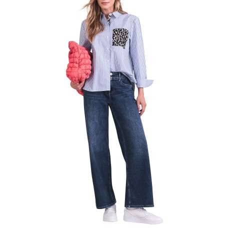 Jean en coton mélangé stone pourvu d'une coupe bootcut et d'une taille haute - Image 5