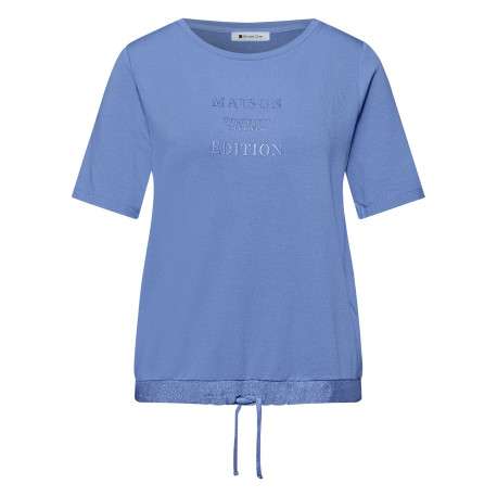 T-shirt bleu uni pourvu d'une coupe droite et de manches courtes