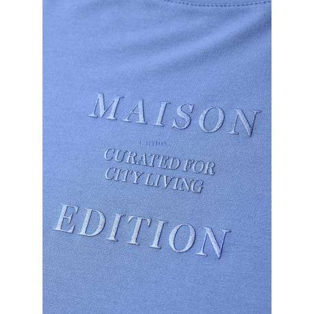 T-shirt bleu uni pourvu d'une coupe droite et de manches courtes - Image 2