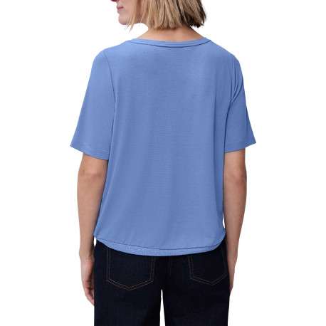 T-shirt bleu uni pourvu d'une coupe droite et de manches courtes - Image 4