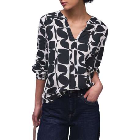 Blouse marine à motifs pourvue d'une coupe droite et de manches longues - Image 3