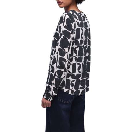 Blouse marine à motifs pourvue d'une coupe droite et de manches longues - Image 4