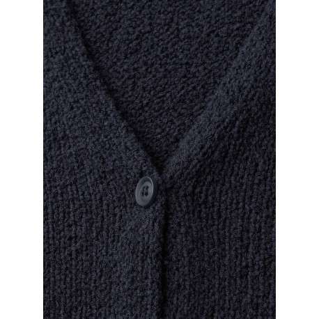 Gilet en coton mélangé marine uni pourvu d'une coupe ajustée et d'un col v - Image 2