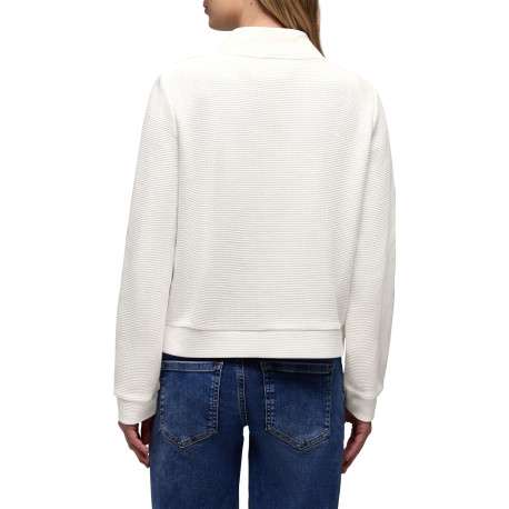 Gilet en coton blanc uni pourvu d'un col montant et d'une coupe droite - Image 4