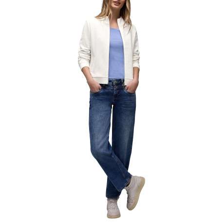 Gilet en coton blanc uni pourvu d'un col montant et d'une coupe droite - Image 5