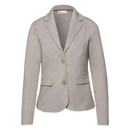 Blazer taupe uni pourvu d'une coupe ajustée et de manches longues