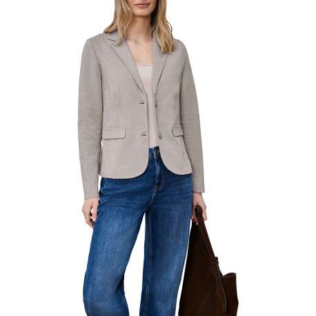 Blazer taupe uni pourvu d'une coupe ajustée et de manches longues - Image 3