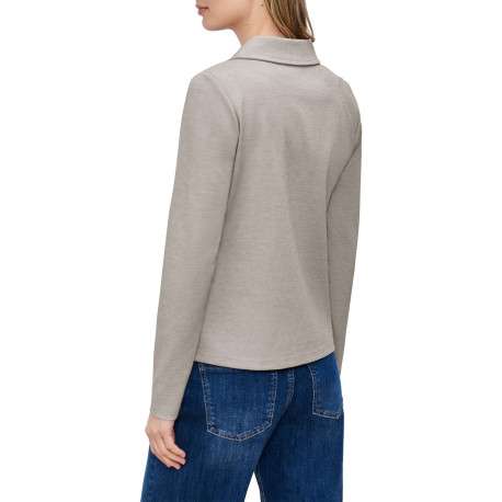 Blazer taupe uni pourvu d'une coupe ajustée et de manches longues - Image 4