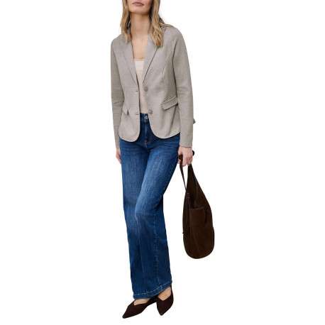 Blazer taupe uni pourvu d'une coupe ajustée et de manches longues - Image 5