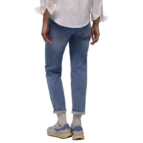 Jean en coton mélangé indigo uni pourvu de boutons à la taille - Image 4