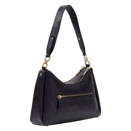 Sac à main noir à fermeture zippée orné d'un motif monogramme - Image 2