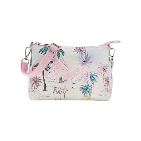 Pochette à bandoulière rose en coton pourvue du logo de la marque brodé