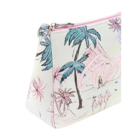 Pochette à bandoulière rose en coton pourvue du logo de la marque brodé - Image 4