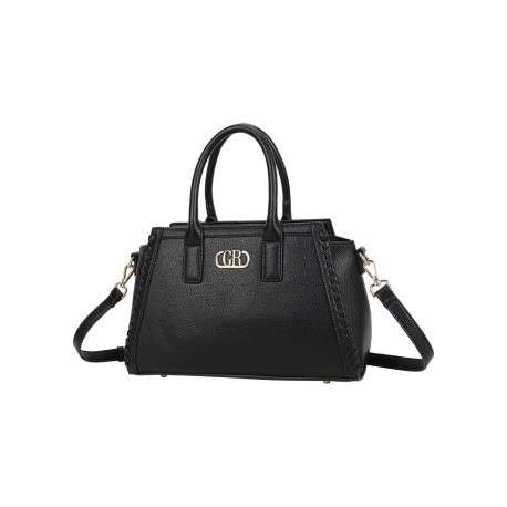 Sac porté épaule noir uni pourvu d'une bandoulière plate réglable - Image 2