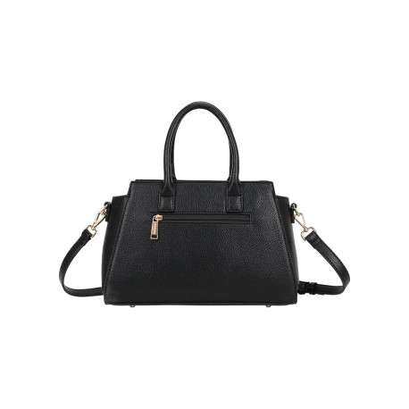 Sac porté épaule noir uni pourvu d'une bandoulière plate réglable - Image 3