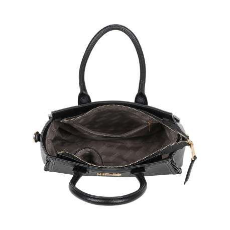 Sac porté épaule noir uni pourvu d'une bandoulière plate réglable - Image 4