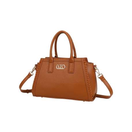 Sac porté épaule camel uni pourvu d'une bandoulière plate réglable - Image 2