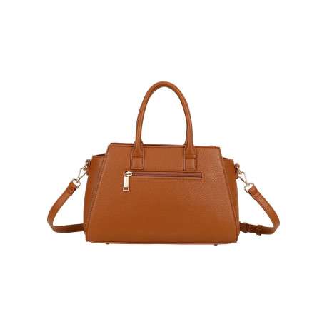 Sac porté épaule camel uni pourvu d'une bandoulière plate réglable - Image 3