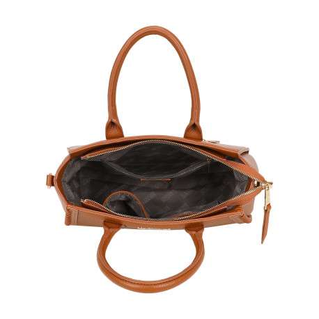 Sac porté épaule camel uni pourvu d'une bandoulière plate réglable - Image 4
