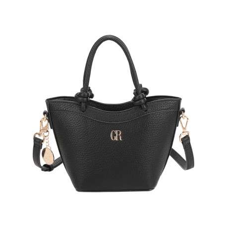 Sac à main noir uni pourvu d'une bandoulière plate réglable