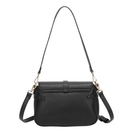 Sac bandoulière porté épaule noir uni pourvu d'un rabat frontal - Image 3