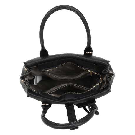 Sac à main noir uni pourvu d'un porte-clès avec le logo de la marque - Image 4