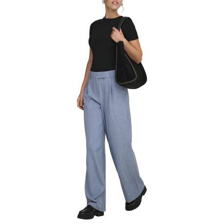 Pantalon Linda bleu denim uni avec une coupe droite et une taille haute - Image 3