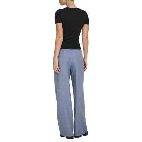 Pantalon Linda bleu denim uni avec une coupe droite et une taille haute - Image 4