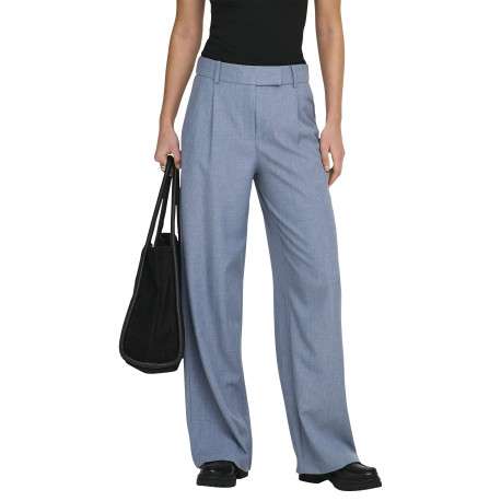 Pantalon Linda bleu denim uni avec une coupe droite et une taille haute - Image 5