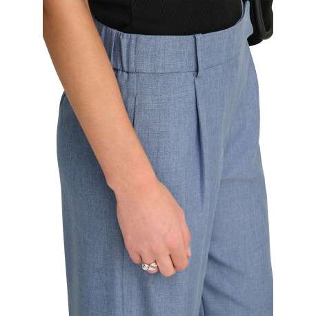 Pantalon Linda bleu denim uni avec une coupe droite et une taille haute - Image 7