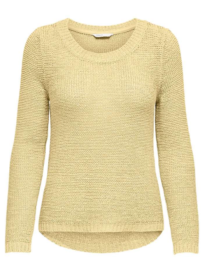 Pull jaune uni en maille...