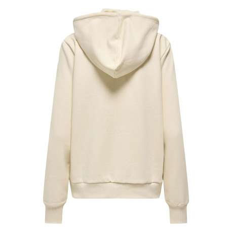 Sweat capuche en coton mélangé beige uni avec une coupe droite - Image 2