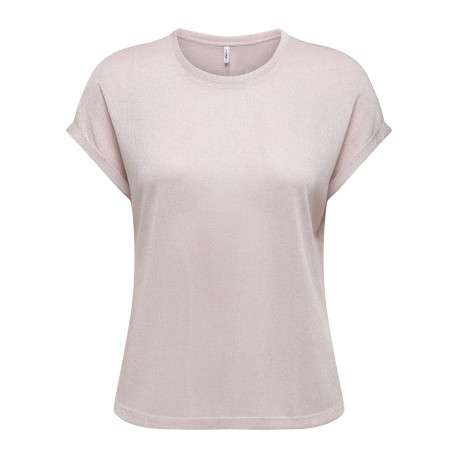 T-shirt rose pâle uni avec une coupe droite, un col rond et des manches courtes