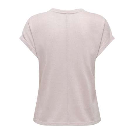 T-shirt rose pâle uni avec une coupe droite, un col rond et des manches courtes - Image 2