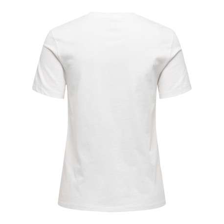 T-shirt en coton biologique blanc uni avec des strass et un col rond - Image 2