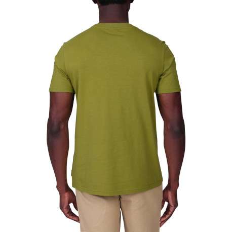 T-shirt en coton biologique kaki uni avec une coupe droite et un col rond - Image 2