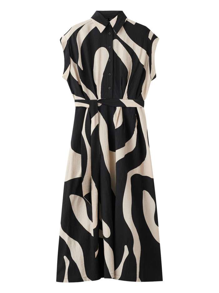 Robe longue noire imprimée...
