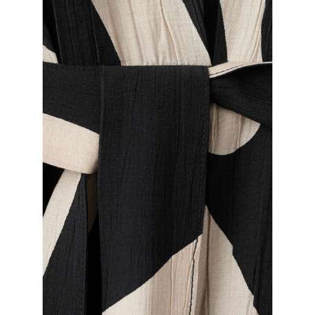 Robe longue noire imprimée sans manche pourvue d'une coupe évasée - Image 7