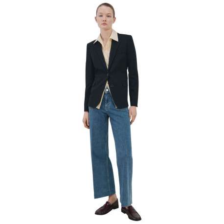 Jean en coton indigo uni pourvu de passants pour la ceinture - Image 2