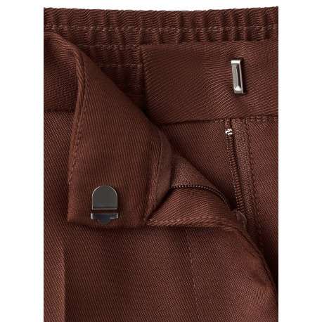 Pantalon chino marron uni pourvu d'une coupe large et d'une taille haute - Image 7