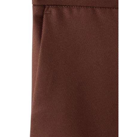 Pantalon chino marron uni pourvu d'une coupe large et d'une taille haute - Image 8