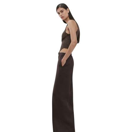 Pantalon chino chocolat uni pourvu d'une coupe large et d'une taille haute - Image 5