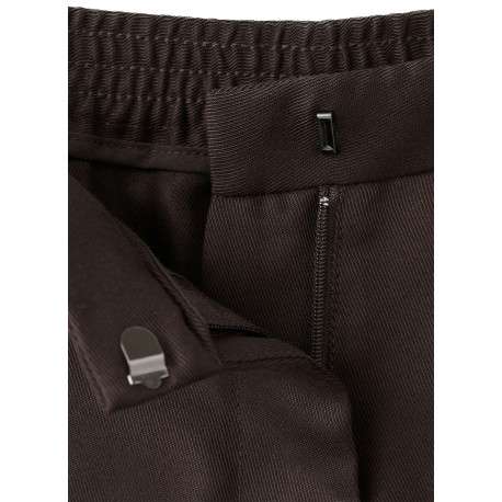 Pantalon chino chocolat uni pourvu d'une coupe large et d'une taille haute - Image 7