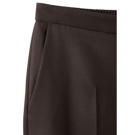 Pantalon chino chocolat uni pourvu d'une coupe large et d'une taille haute - Image 8