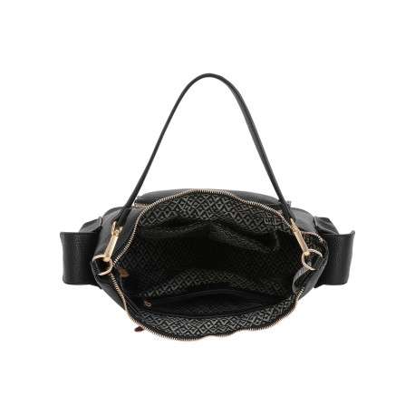 Sac à main porté épaule noir uni avec un grand compartiment central - Image 4
